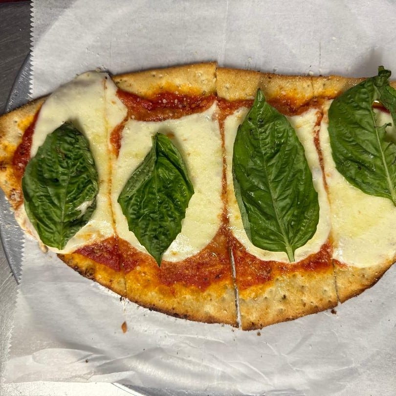 10) Featured Pizza: "Flatbread Margherita".