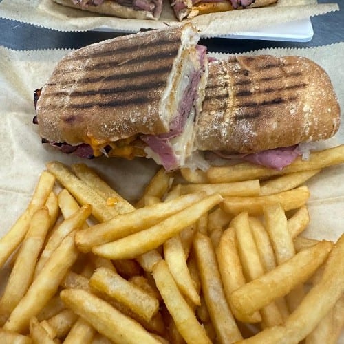 3) Mushroom Cooper Sharp Cheese Steak Panini.