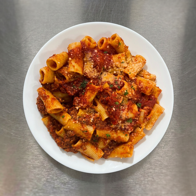 Rigatoni Bolognese.